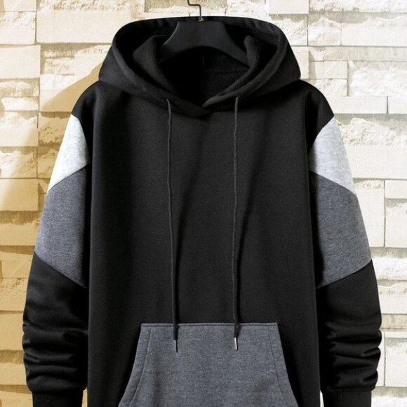 Multicolor Casual Colorblock Men's Cut And Sew Hoo - Picture 1 of 6